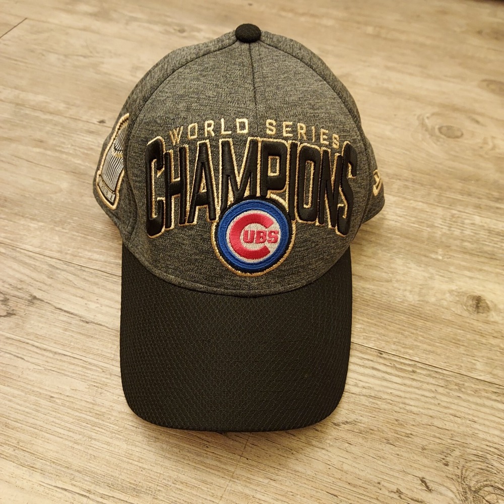 Chicago Cubs Hat Cap Mens Stretch Fit New Era OSFM 39Thirty Worlrd Series MLB - Picture 2 of 7